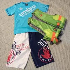 Umbro 半袖ラッシュ・Body Glove水着・ライフジャケットセット