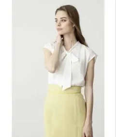24SS♡ANAYI ジョーゼットバイカラーフレンチブラウス 36 オフィス 