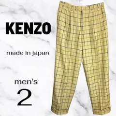【KENZO】ウールテーパードスラックス　ダブル裾　日本製　穴アリ　ベージュ　2のサムネイル