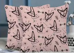 ミッドセンチュリーモダン スプートニク柄　クッションカバー ピンク系 アトミック