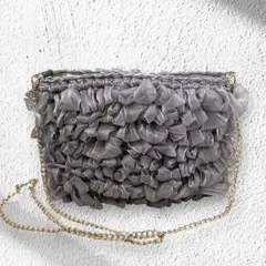 COOCO オーガンジー テープフリルショルダーバッグ グレー