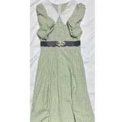 ParAvion パラビオン ギンガムチェック レトロ グリーン ワンピース