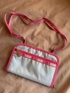 LESPORTSAC 水色とピンクのドット柄 ショルダーバッグ　財布　ポーチ