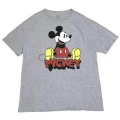 ディズニー 半袖Tシャツ ミッキーマウス キャラクターT グレー夏物古着l60