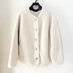 ユニクロ ボアフリースリラックスカーディガン 美品 アウター ホワイト Sサイズ