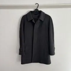 ダークグレー ステンカラーコート ウール混合 全紳連