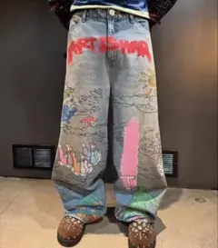 イージーパンツ アメトラ タトゥー モノクロ ペイント メモリアル