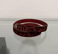 SAINT LAURENT レオパード柄 ベルト 赤