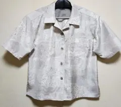 正絹白大島紬着物リメイクレディーLsizeアロハシャツ（すいません最終価格です）