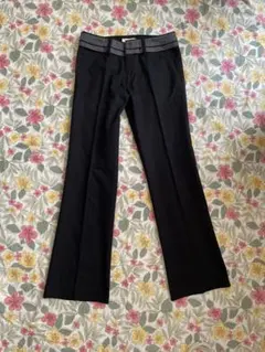 再値下げSIRENE MERMAIDネイビー綿麻化繊混フレアパンツ 風スラックス