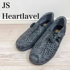 〇 JSハートレーベル スリッポン 花柄 リボンラメ 24.5 EEEE