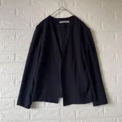 Theory luxe ネイビー ノーカラージャケット オープンフロント 薄手