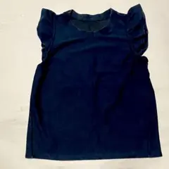 【美品】　インディゴブルー フリル袖 トップス