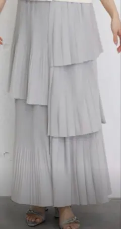 archives プリーツティアードスカート グレーMのサムネイル