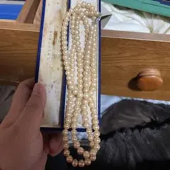 ヴィンテージ クリーム色 パールネックレス 二重