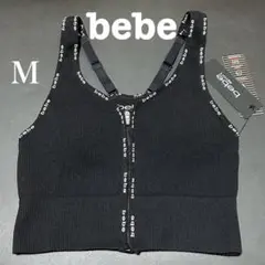 新品Ｍブラック♡bebe クロップトップ ブラトップ カップ付き ヨガ ジム