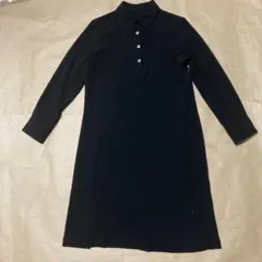 【J.CREW 】ブラック長袖ポロシャツワンピース 胸ポケット付きサイズS〜M