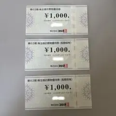 コジマ 株主優待券 ¥3000円分(1000円が3枚)
