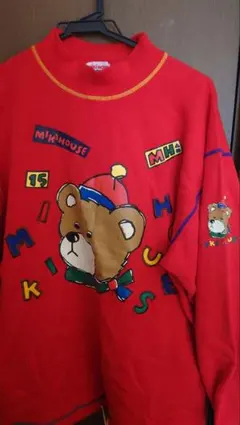 レトロMIKI HOUSE クマトレーナー Lサイズ レッド