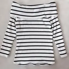 INGNI イング オフショル リブニット トップス ボーダー Mサイズ綿100