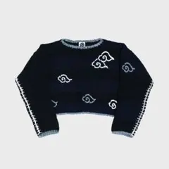 YanYan雲模様刺繍 ネイビー ニットセーターのサムネイル