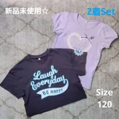 新品☆ 半袖Tシャツ 120cm 女児 綿 グレー ショート ラベンダー 2着のサムネイル