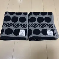 抗菌フェイスタオル ドット水玉サークル　北欧　黒×グレー　モノトーン２枚セット①