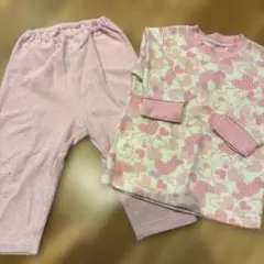 フリースベビーパジャマ 80cm ピンク ハート柄