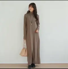 【新品】ダークエンジェル 裏起毛 マキシ丈 ワンピース モカ L