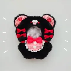 ちびぐるみ ぬい服 11cm くま ブラック×赤 きぐるみ
