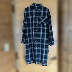 ゴゴシング　ロングシャツワンピースチェック透け感のサムネイル