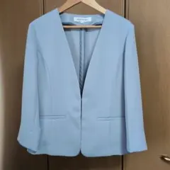 NATURAL BEAUTY BASIC ノーカラージャケット S ブルーグレー