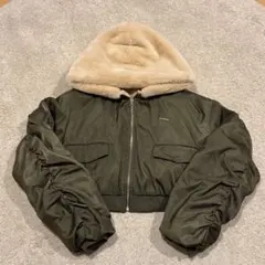 ems exciteプレート付き リバーシブル ボア ボンバージャケット カーキ