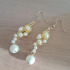 ゴールドパールドロップピアス