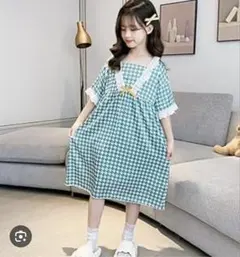 ✨プリンセスになりたい女の子必見✨チェック柄パジャマ（140cm） グリーン