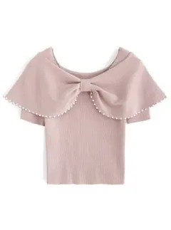 GRL パールリボンニットトップス[dr672a] ピンク