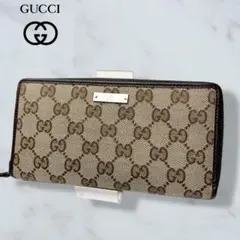 09 極美品 GUCCI GGキャンバス 長財布 ラウンドファスナー o5