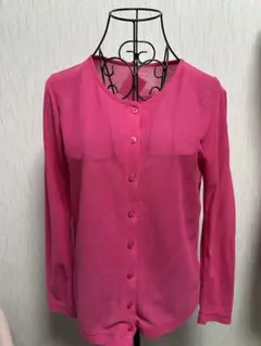 ピンク カーディガン 長袖 ボタン付き M L XL