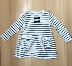 美品　ストライプ柄リボン付きワンピース　サイズ90