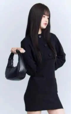 eimy istoire エイミーロゴボタンニットセットワンピース ブラック