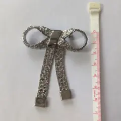 【昭和レトロ】シルバー メタル リボン型 ブローチ
