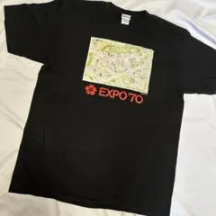 希少【XL】EXPO70/大阪万博 会場マップ50周年記念Tシャツ　ブラック
