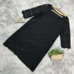 美品❗️【CROONA SONG】レース素材ブラックワンピース(F)黒