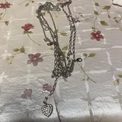 シルバー 3連ハート ネックレス ロングチェーン