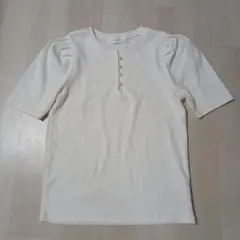 BONLECILL パールボタン リブTシャツ ホワイトのサムネイル