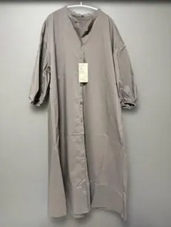 【新品】無印良品　MUJI 乾きやすいブロード七分袖ワンピース婦人Lサイズ