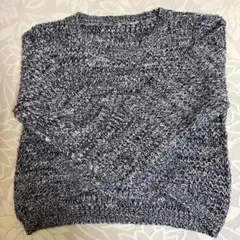 アクリル100% クルーネック長袖セーター グレー ニット ギャル服 Mサイズ