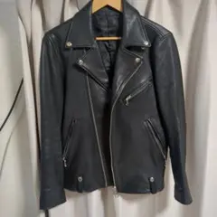 ブラックレザー ダブルライダースジャケット