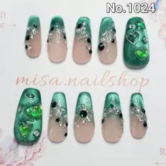 現品♡推し活グリーン緑ネイルチップ付け爪サブカル地雷系量産型y2k