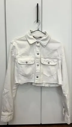 ZARA ホワイト クロップドデニムジャケット